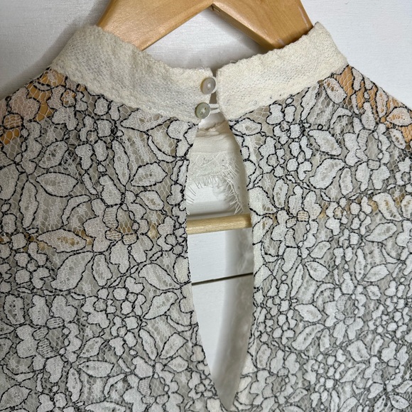 **SOLD**Free People Cream White Lace Sheer Chiffon Mini Dress Tunic - Small - Picture 6 of 8